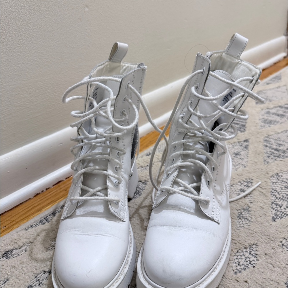 Steve Madden White Combat Boots